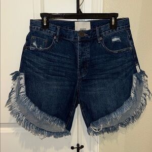 Oneteaspoon Blue Distressed Jean Shorts with Frayed Hem (Frankies)